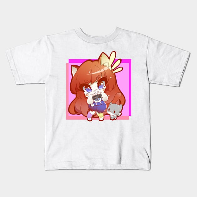 Gamer Girl Chibi Cat Catgirl Video Game Kids T-Shirt by hitoridraws